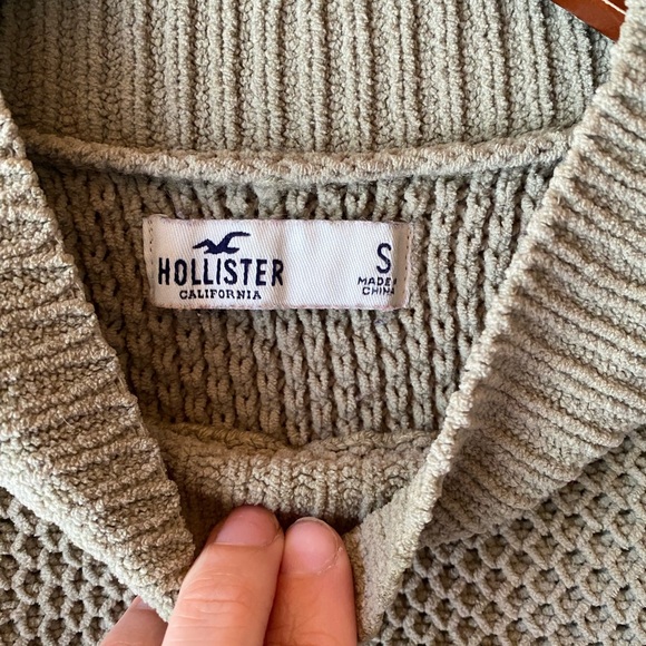 Hollister Mockneck Knitted Waffle Sweater - Pale Sage Green - Picture 8 of 12